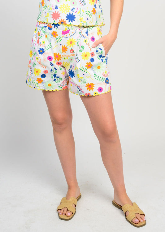 Flores Colorful Flower Print Shorts - White TOP SISTER MARY XS