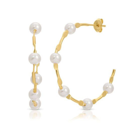 Floating Pearl Hoops EARRINGS JOY DRAVECKY Default Title