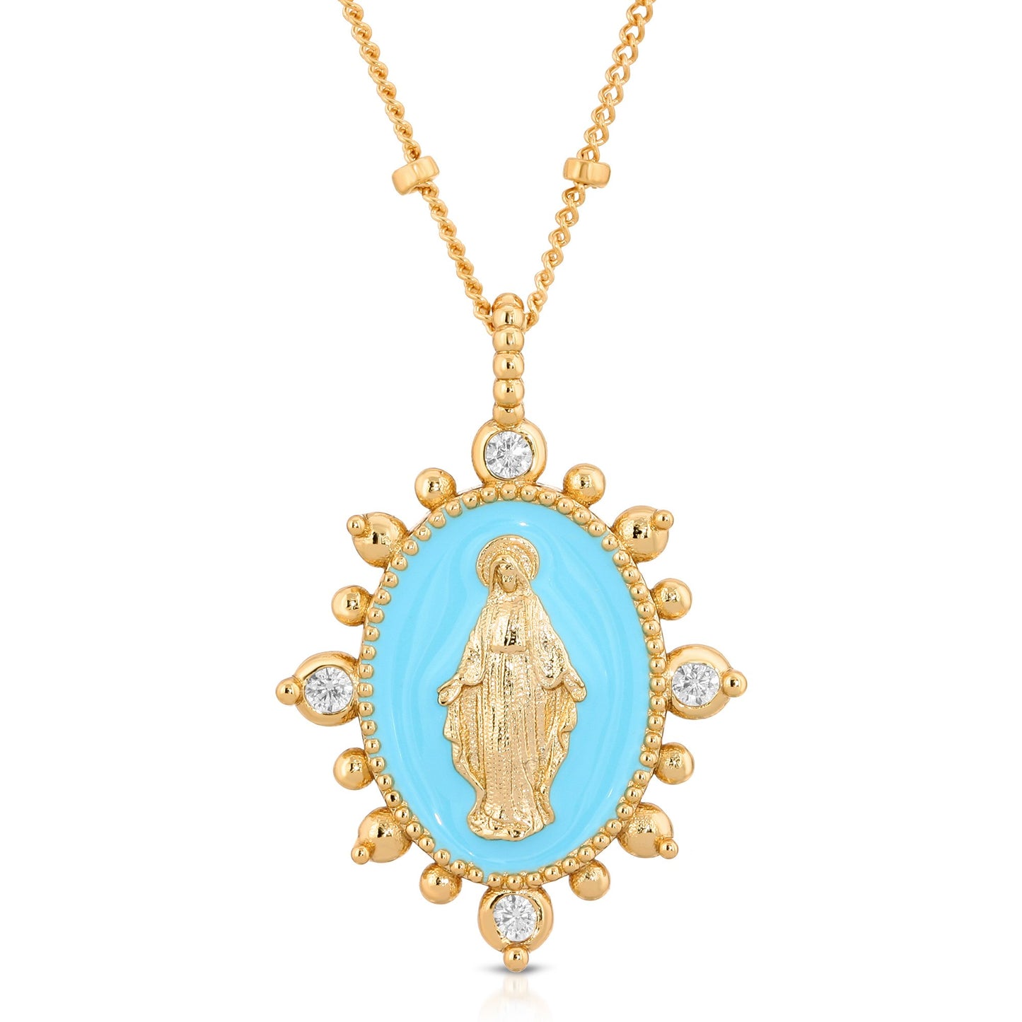 Lady Lourdes Pendant in Aqua NECKLACES JOY DRAVECKY Default Title