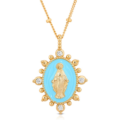 Lady Lourdes Pendant in Aqua NECKLACES JOY DRAVECKY Default Title