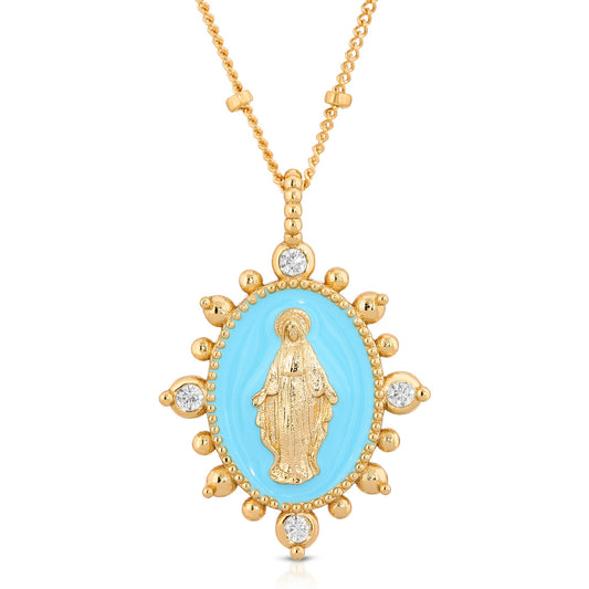 Lady Lourdes Pendant in Aqua NECKLACES JOY DRAVECKY Default Title