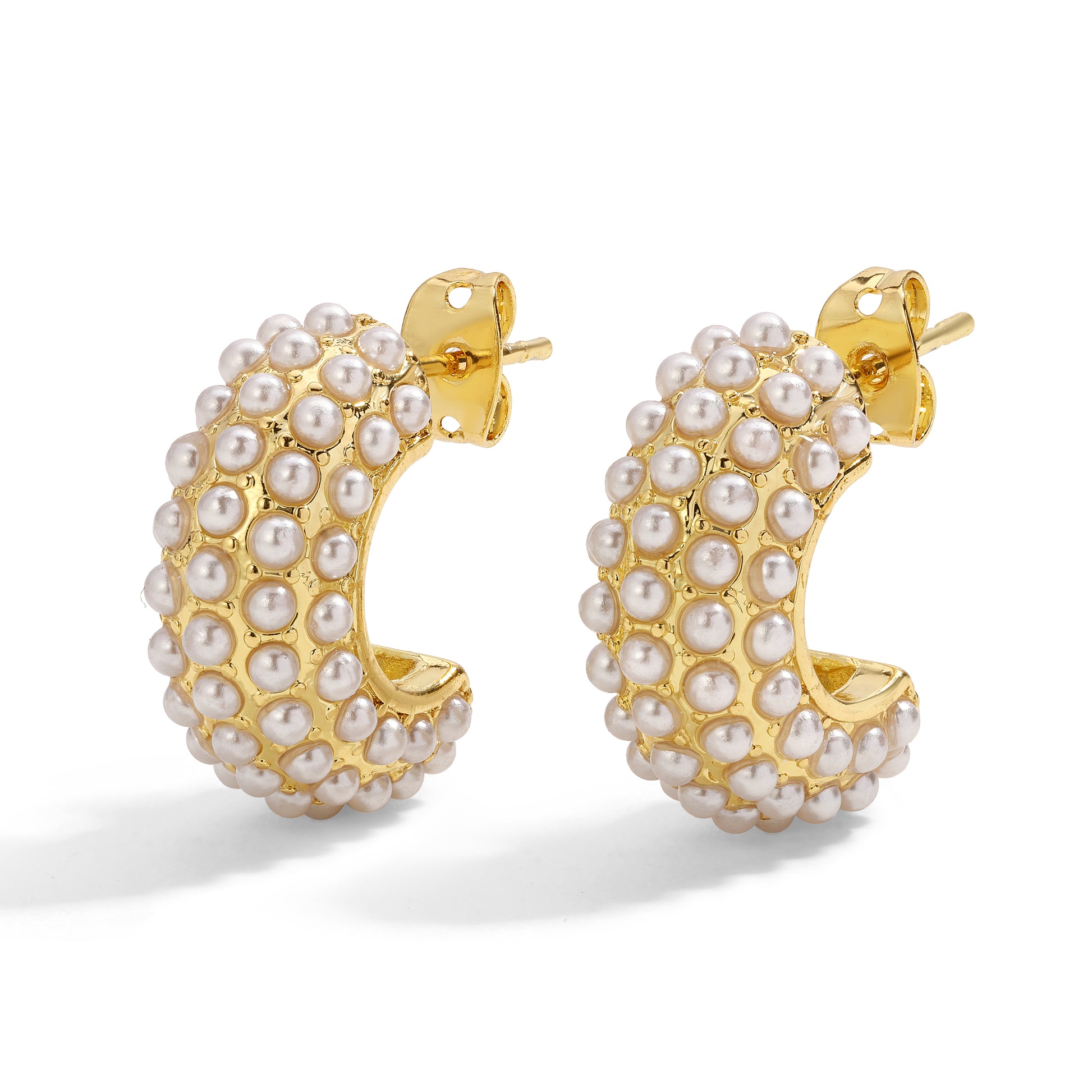 Studded Pearl Hoops EARRINGS ENEWTON Default Title