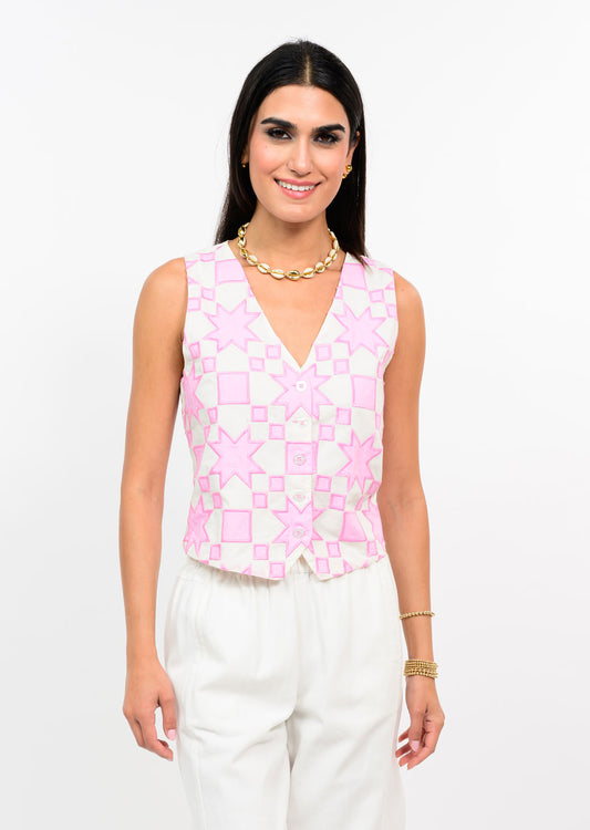 Quilted Pink Star Vest VESTS Ivy Jane XS