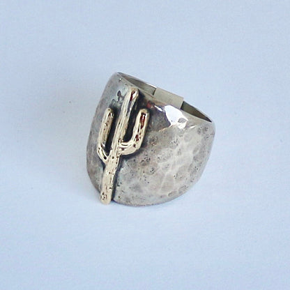 Hammered Ring with Gold Cactus Rings Richard Schmidt 5.5