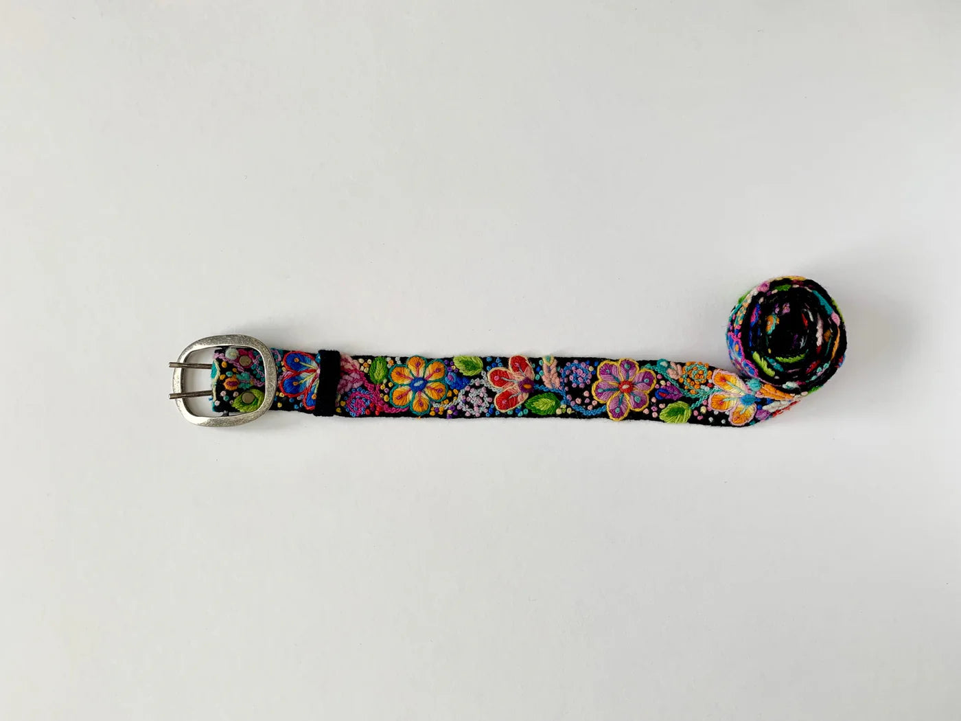 Black Floral Embroidered Belt Belts Madeline Parks   