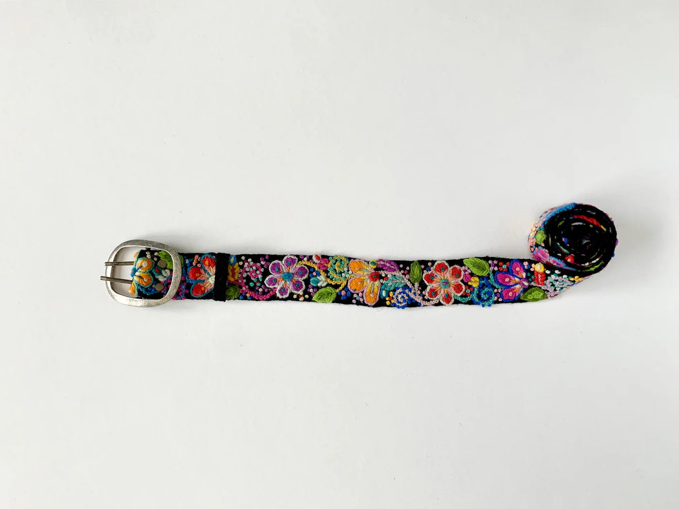 Black Floral Embroidered Belt Belts Madeline Parks   