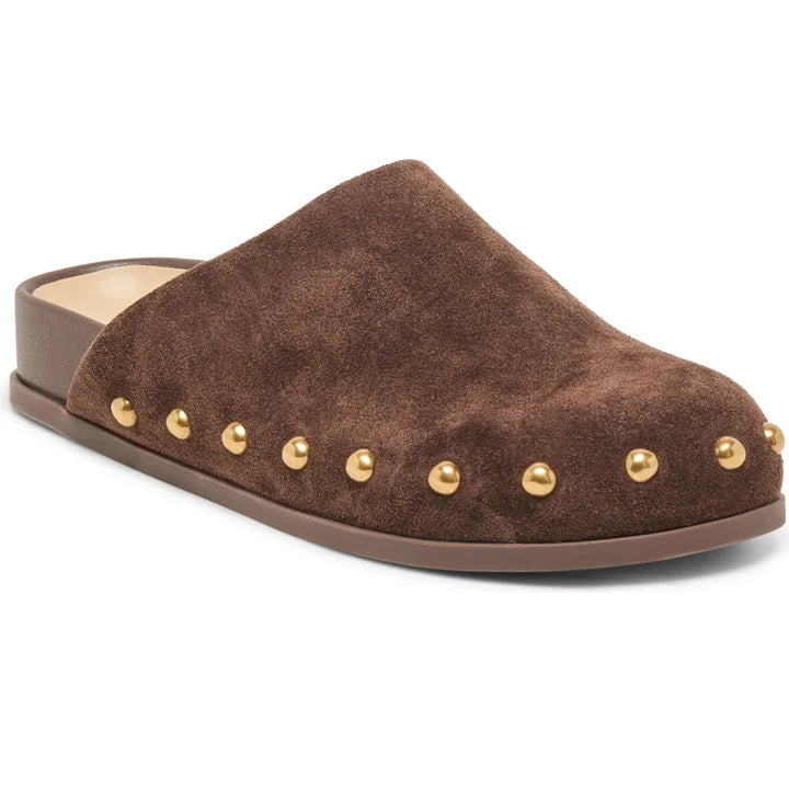 Joney Studded Mule Slide - Dark Brown Suede