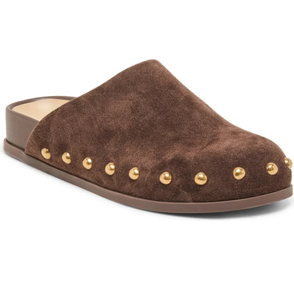 Joney Studded Mule Slide - Dark Brown Suede