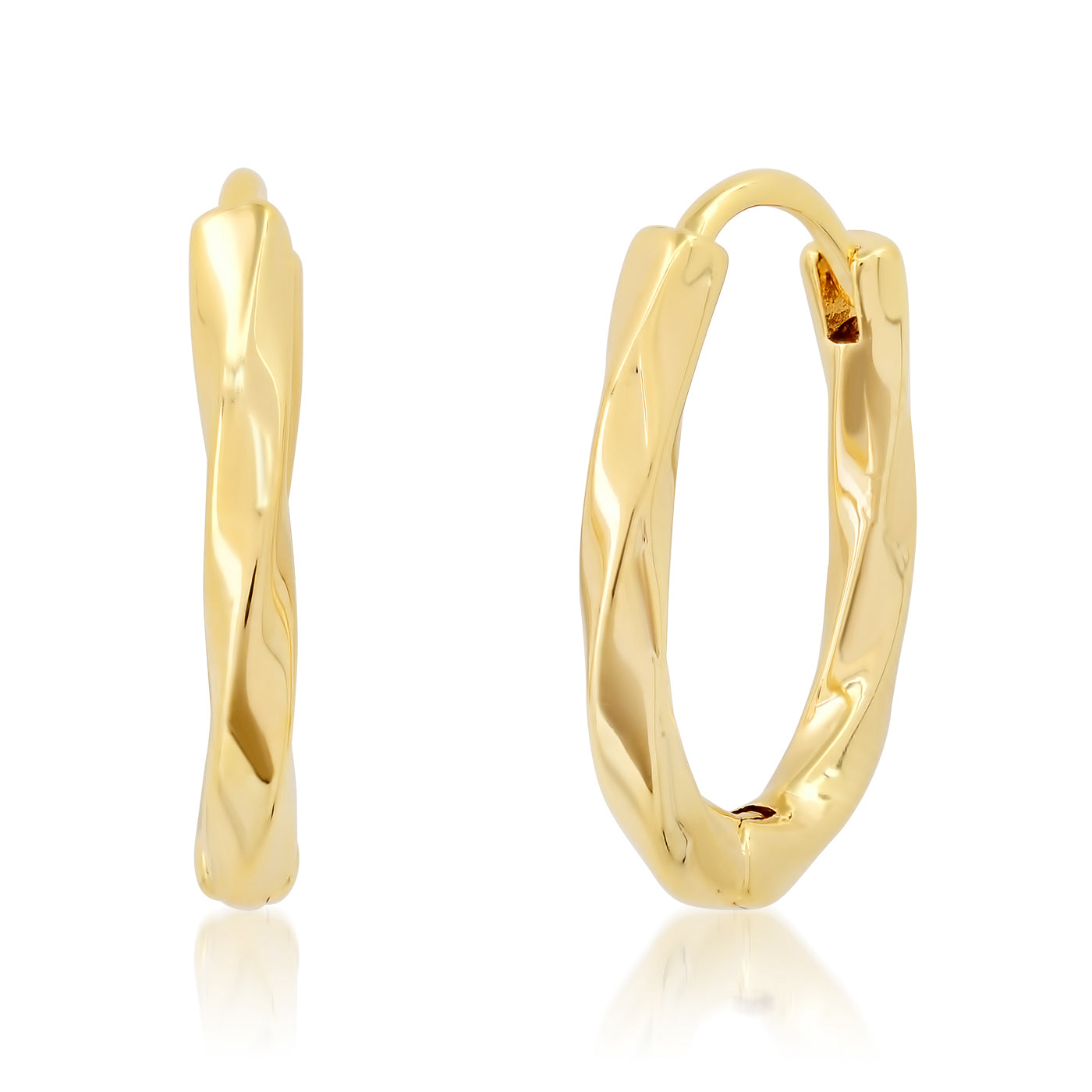 Elegant Twisted Gold Hoops Earrings Tai Jewelry
