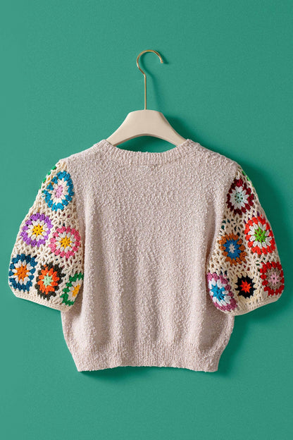 Crochet Sleeve Short Sleeve Cardigan TOP Trends