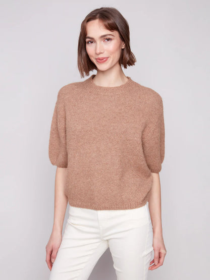 Balloon Elbow Sleeve Knit Sweater - Sesame TOP Charlie B
