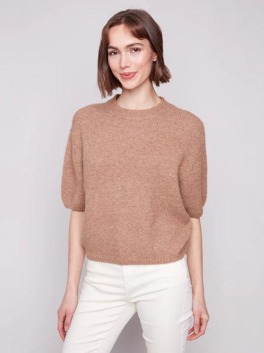 Balloon Elbow Sleeve Knit Sweater - Sesame TOP Charlie B
