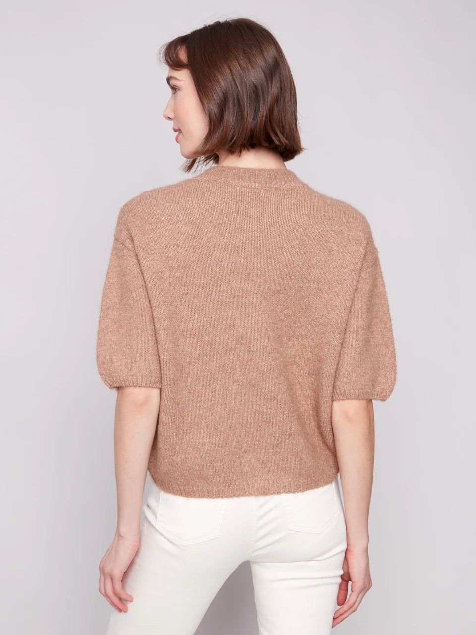 Balloon Elbow Sleeve Knit Sweater - Sesame TOP Charlie B