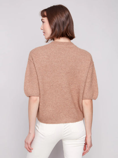 Balloon Elbow Sleeve Knit Sweater - Sesame TOP Charlie B
