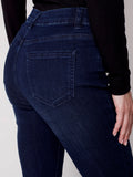 Bootcut Jeans with Asymmetrical Fringed Hem - Blue Black