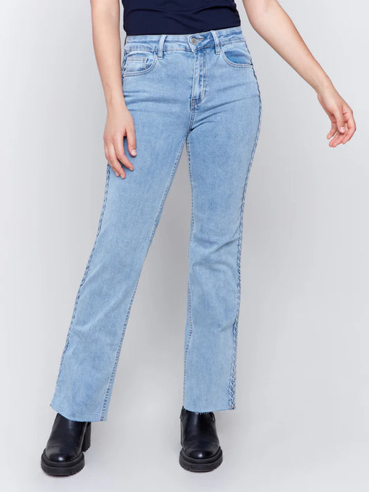 Braided Side Seam Jeans - Light Blue Jeans Charlie B