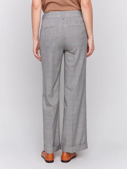 Glen Check Plaid Flare Pants - Terracotta Trousers Charlie B   