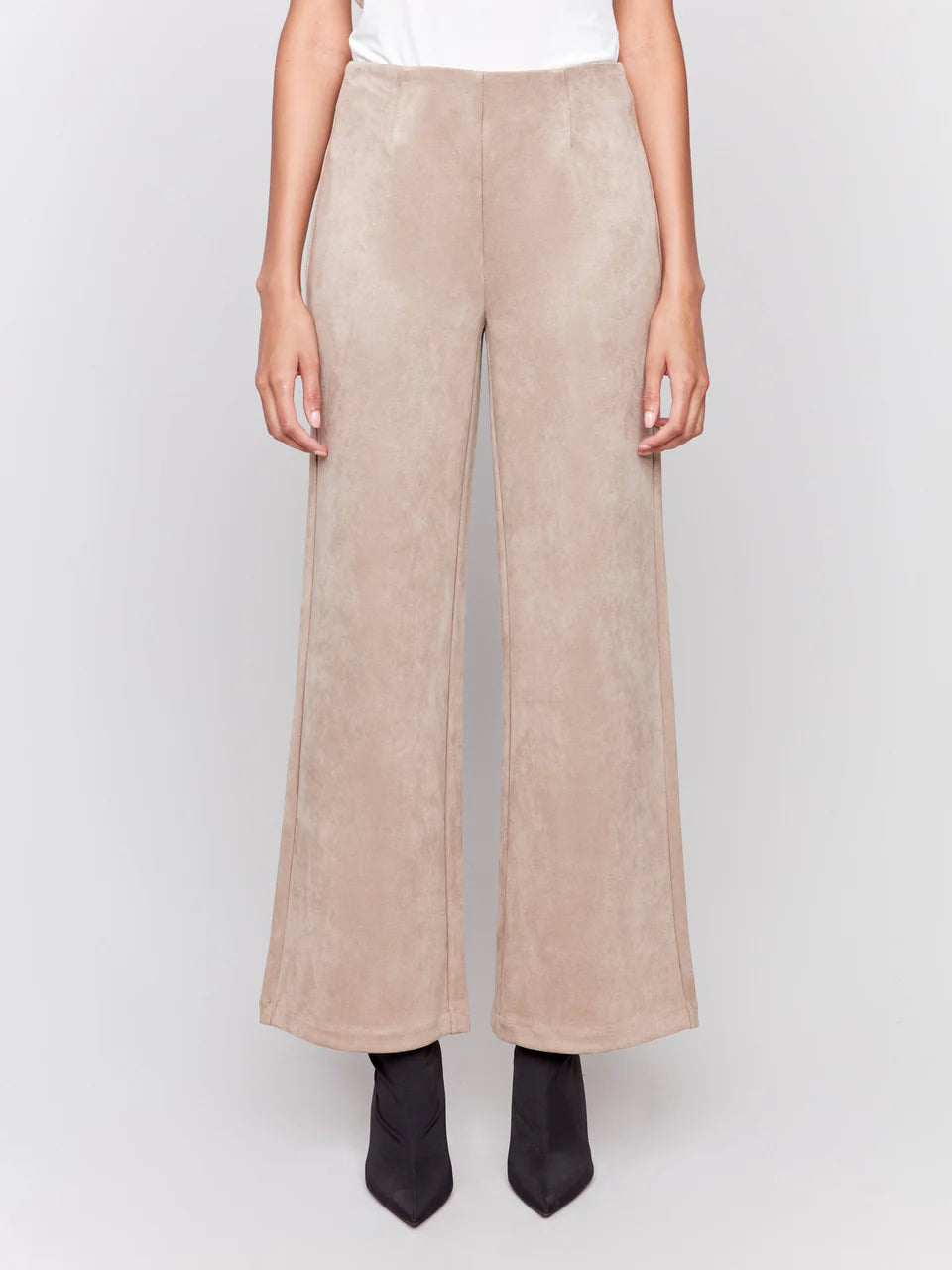 Dressy Pull-On Wide Leg Pants - Natural Suede PANTS Charlie B   