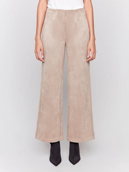 Dressy Pull-On Wide Leg Pants - Natural Suede PANTS Charlie B   