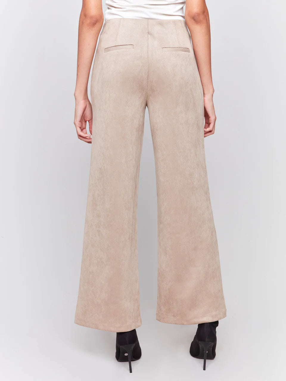 Dressy Pull-On Wide Leg Pants - Natural Suede PANTS Charlie B   