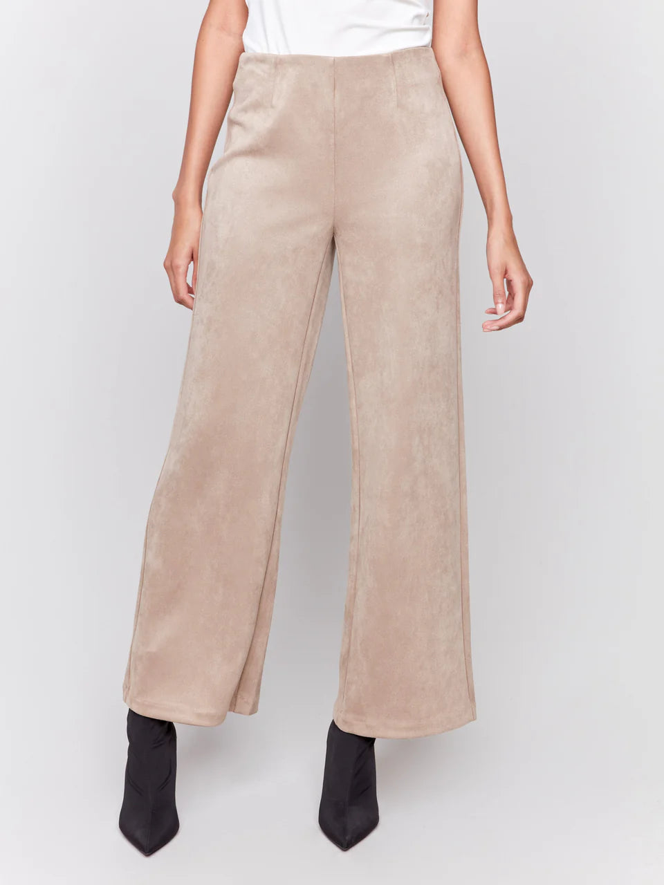 Dressy Pull-On Wide Leg Pants - Natural Suede PANTS Charlie B   