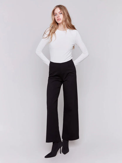 Dressy Pull on Wide Leg Pants - Black Dressy Pants Charlie B   