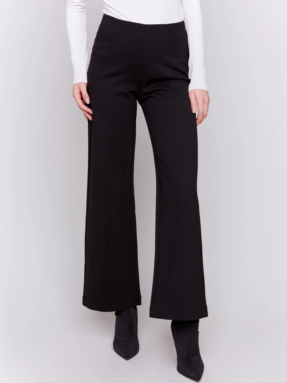 Dressy Pull on Wide Leg Pants - Black Dressy Pants Charlie B   