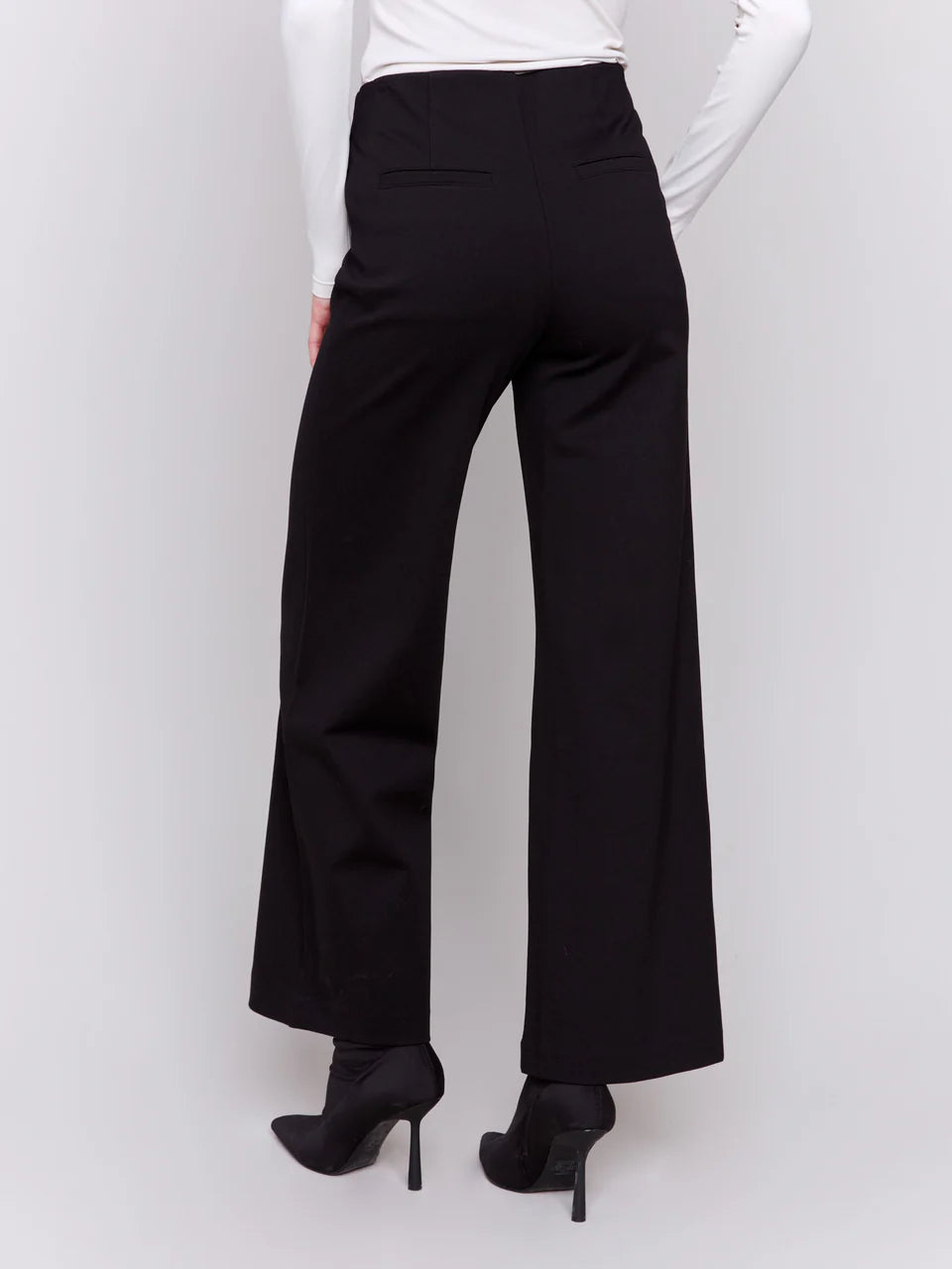 Dressy Pull on Wide Leg Pants - Black Dressy Pants Charlie B   