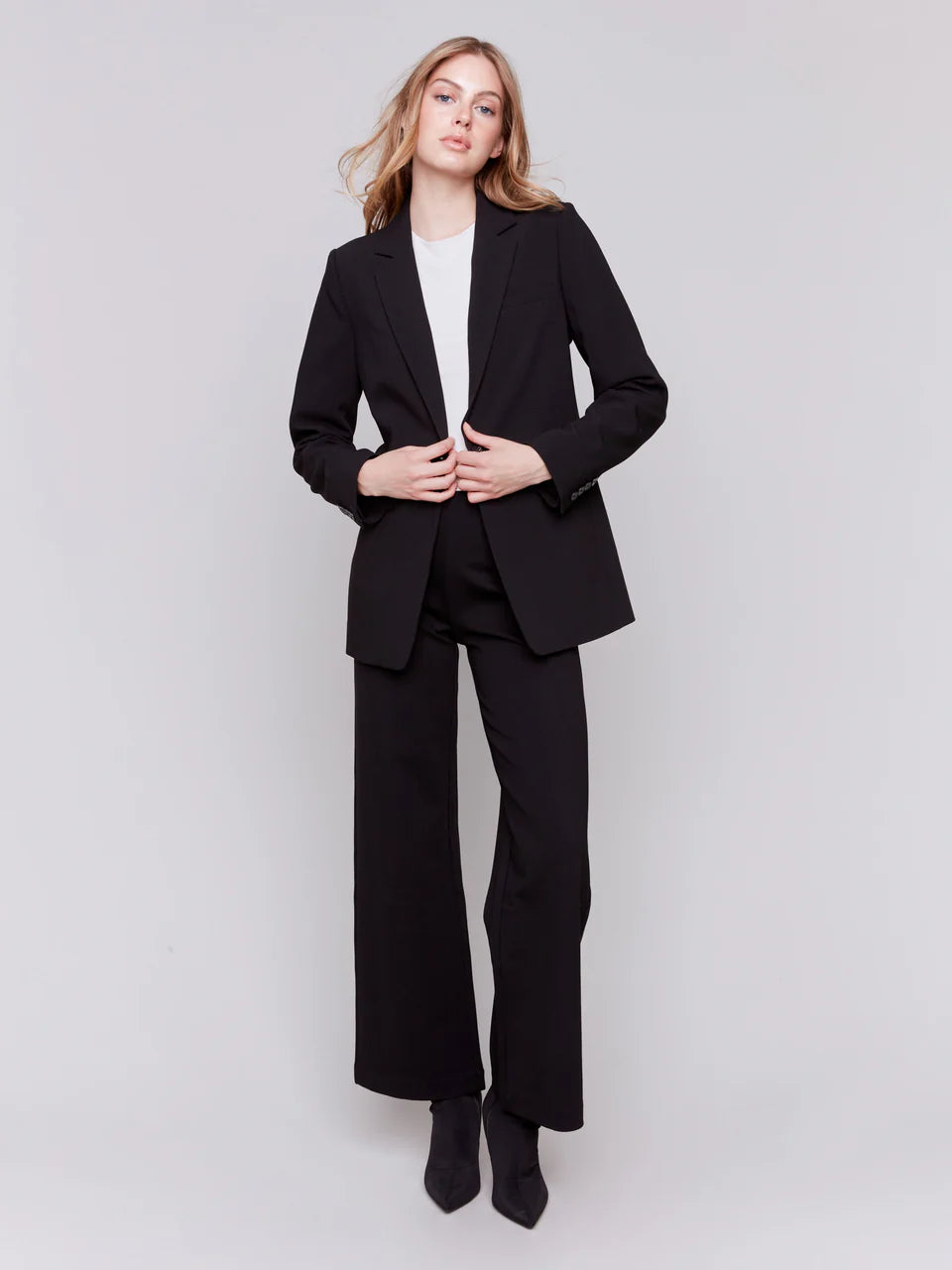 Dressy Pull on Wide Leg Pants - Black Dressy Pants Charlie B   