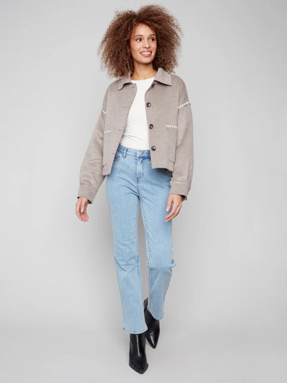 Short Double-Faced Wool Jacket - Heather Oatmeal CARDYORJKT Charlie B