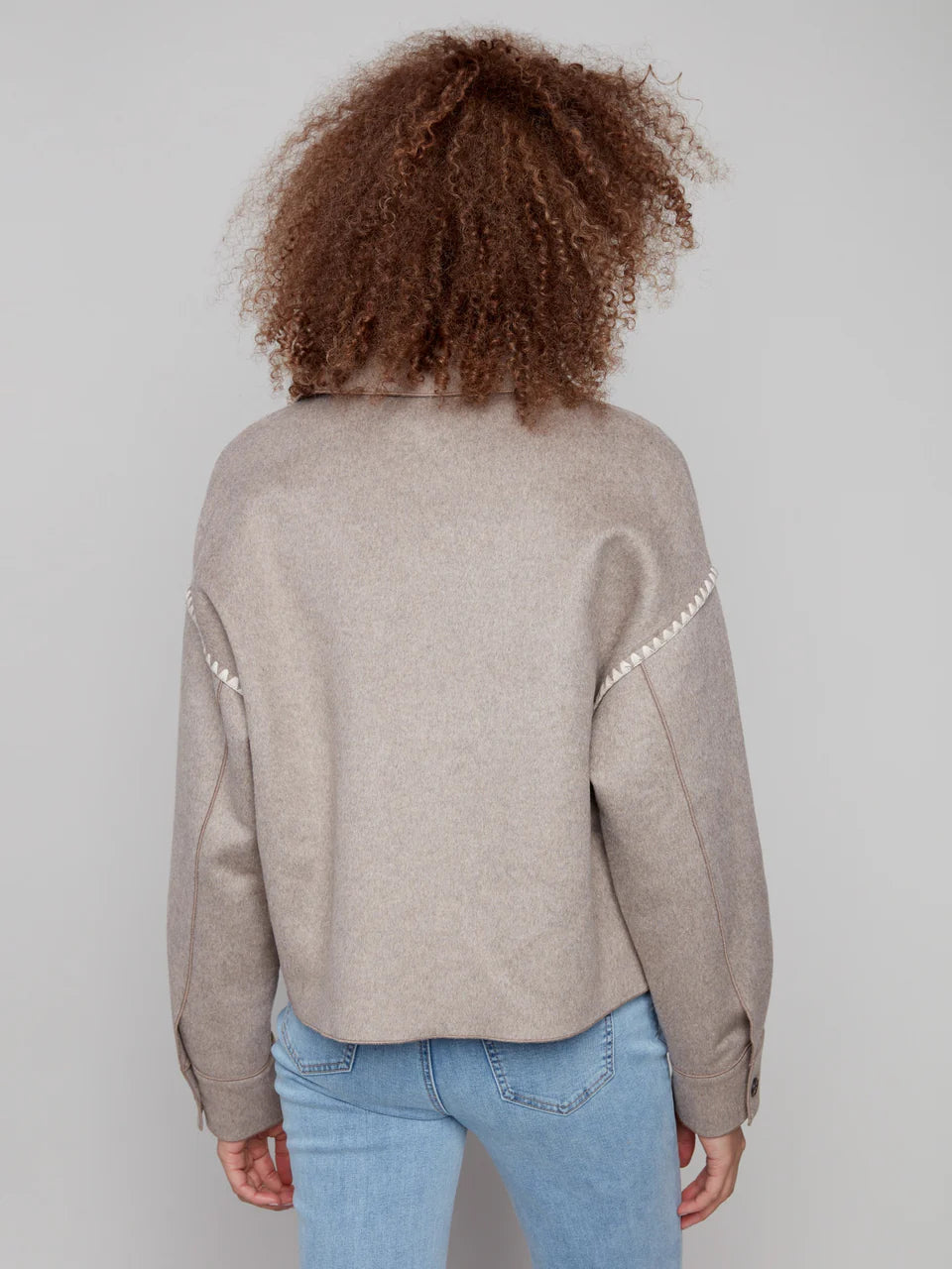 Short Double-Faced Wool Jacket - Heather Oatmeal CARDYORJKT Charlie B