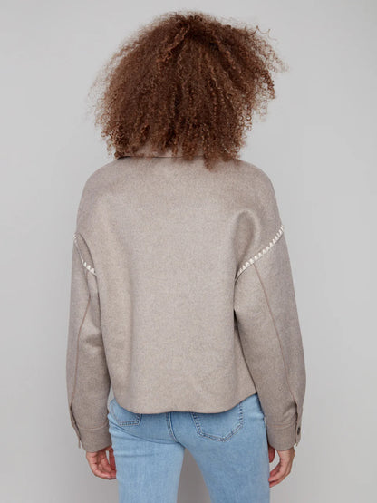 Short Double-Faced Wool Jacket - Heather Oatmeal CARDYORJKT Charlie B