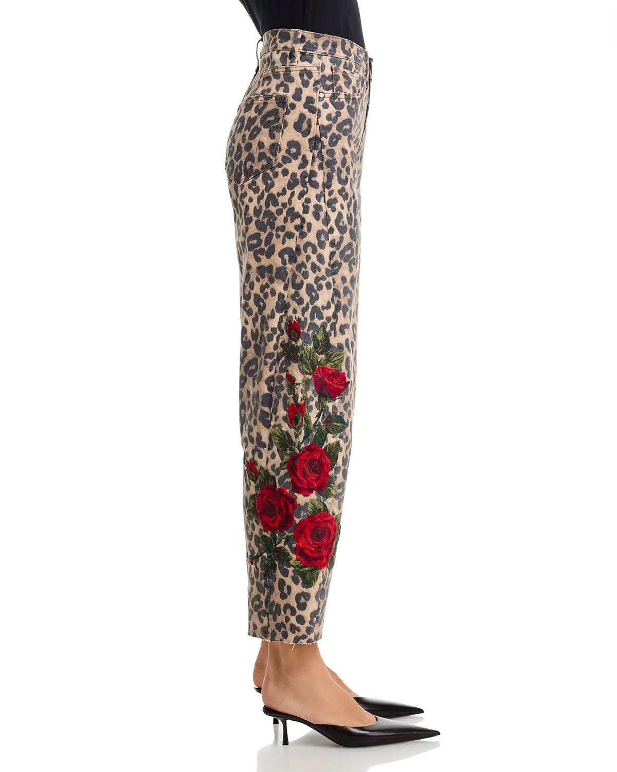 Leopard Roses Barrel Jeans PANTS Driftwood