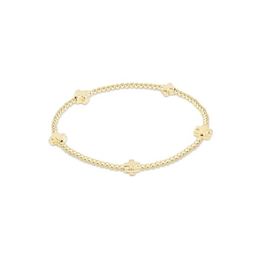 Signature Cross 2mm Beaded Small Bracelet - Gold Bracelets Enewton
