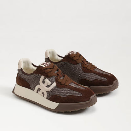 Langley Lace Up Sneakers - Brown Houndstooth Suede SHOES Sam Edelman