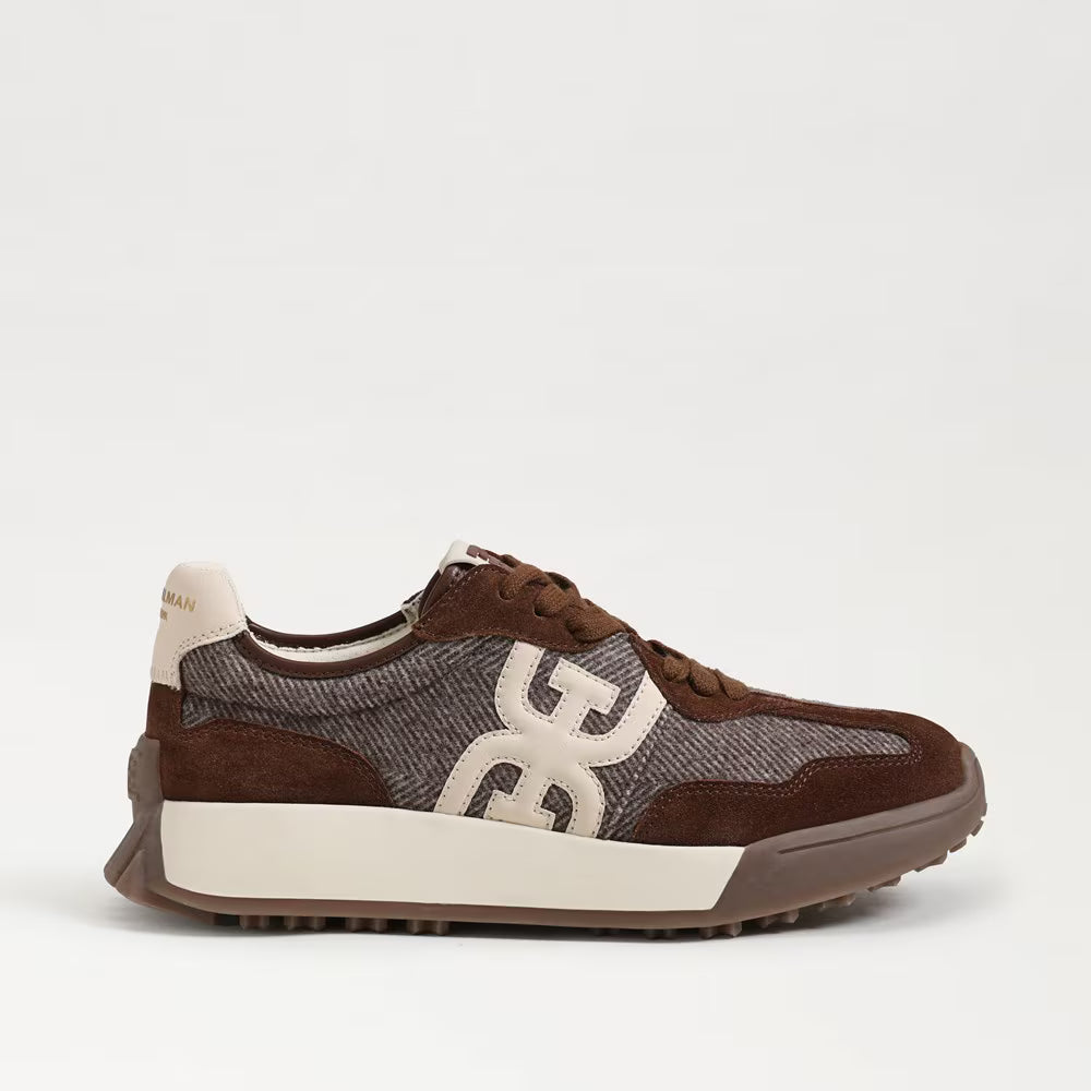 Langley Lace Up Sneakers - Brown Houndstooth Suede SHOES Sam Edelman