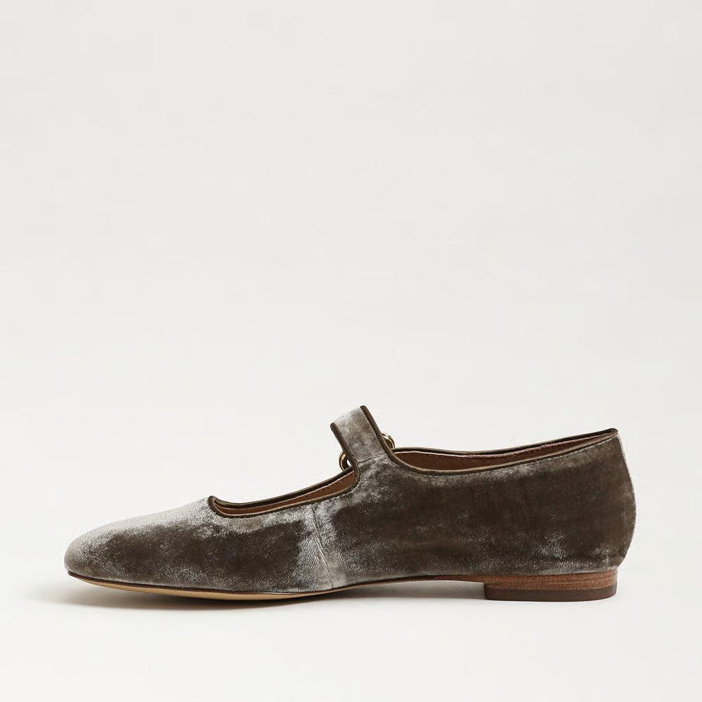 Michaela Mary Jane Flats - Dark Silver Sage Velvet SHOES Sam Edelman