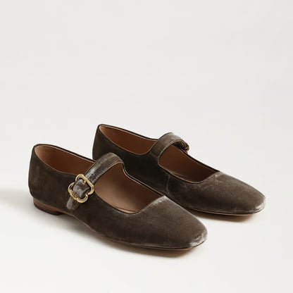 Michaela Mary Jane Flats - Dark Silver Sage Velvet SHOES Sam Edelman