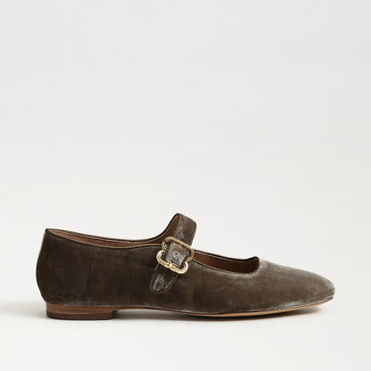 Michaela Mary Jane Flats - Dark Silver Sage Velvet SHOES Sam Edelman