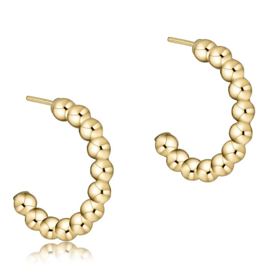 Beaded Classic 1" Post Hoop - 3mm Gold Earrings Enewton