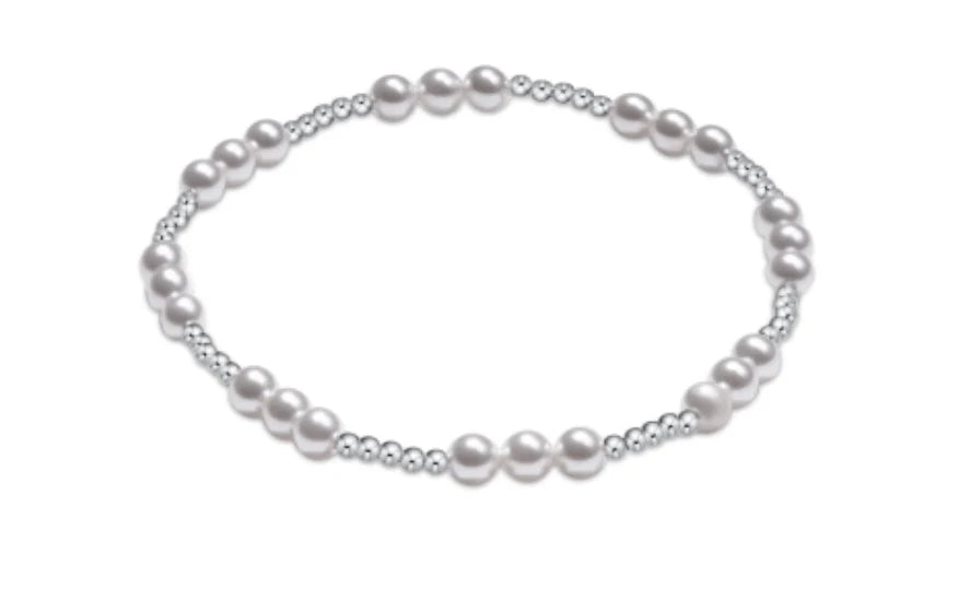 Classic Joy Pattern Sterling 4mm Bead Bracelet - Pearl Bracelets Enewton   