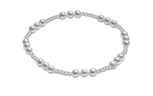 Classic Joy Pattern Sterling 4mm Bead Bracelet - Pearl Bracelets Enewton   
