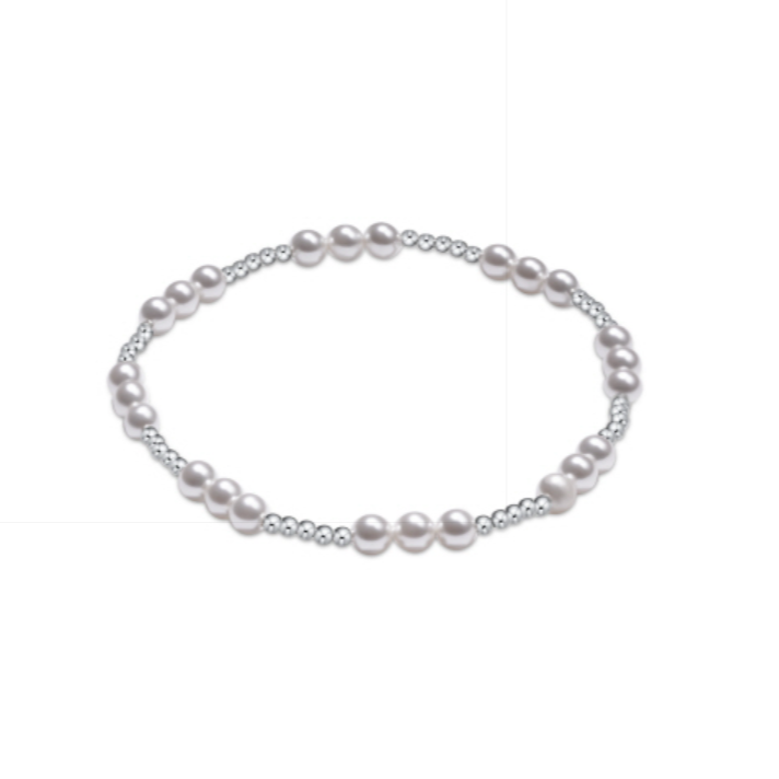 Classic Joy Pattern Sterling 4mm Bead Bracelet - Pearl Bracelets Enewton   