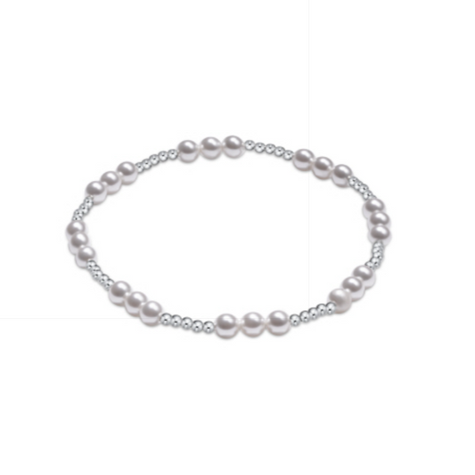 Classic Joy Pattern Sterling 4mm Bead Bracelet - Pearl Bracelets Enewton   