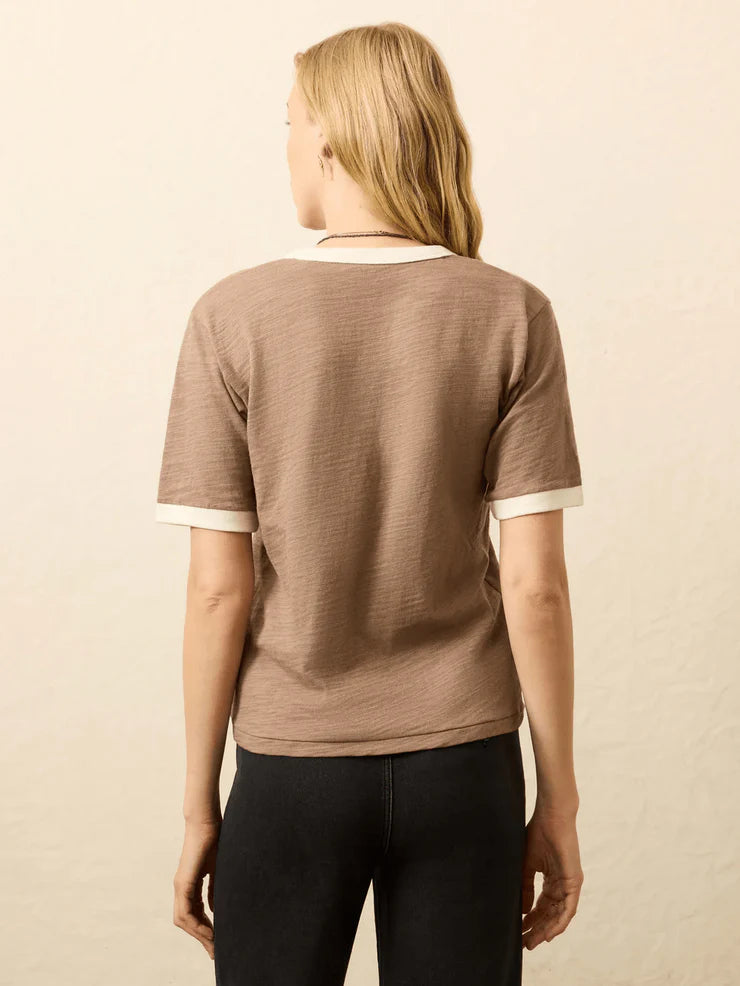 Sunwashed Slub Camp Tee - Wood Smoke Cotton Tops Faherty Brand