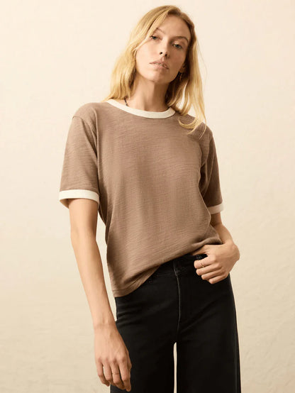 Sunwashed Slub Camp Tee - Wood Smoke Cotton Tops Faherty Brand
