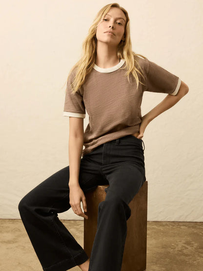 Sunwashed Slub Camp Tee - Wood Smoke Cotton Tops Faherty Brand