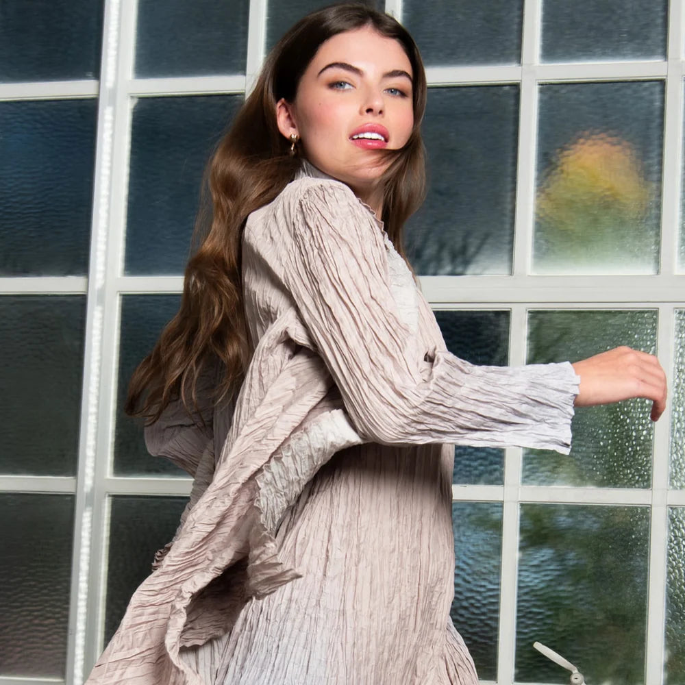 Alquema Havana Long Dress & Collare Coat Matching Set - Silver Sand