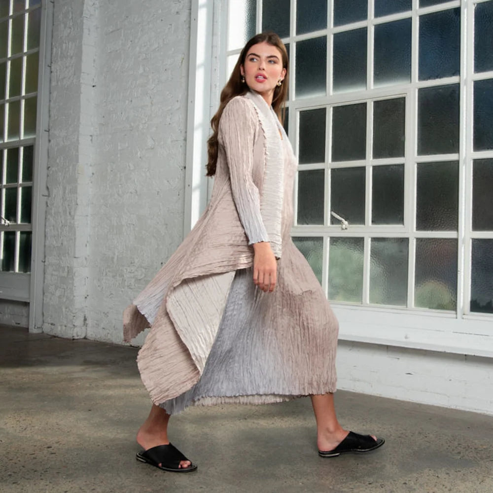 Alquema Havana Long Dress & Collare Coat Matching Set - Silver Sand
