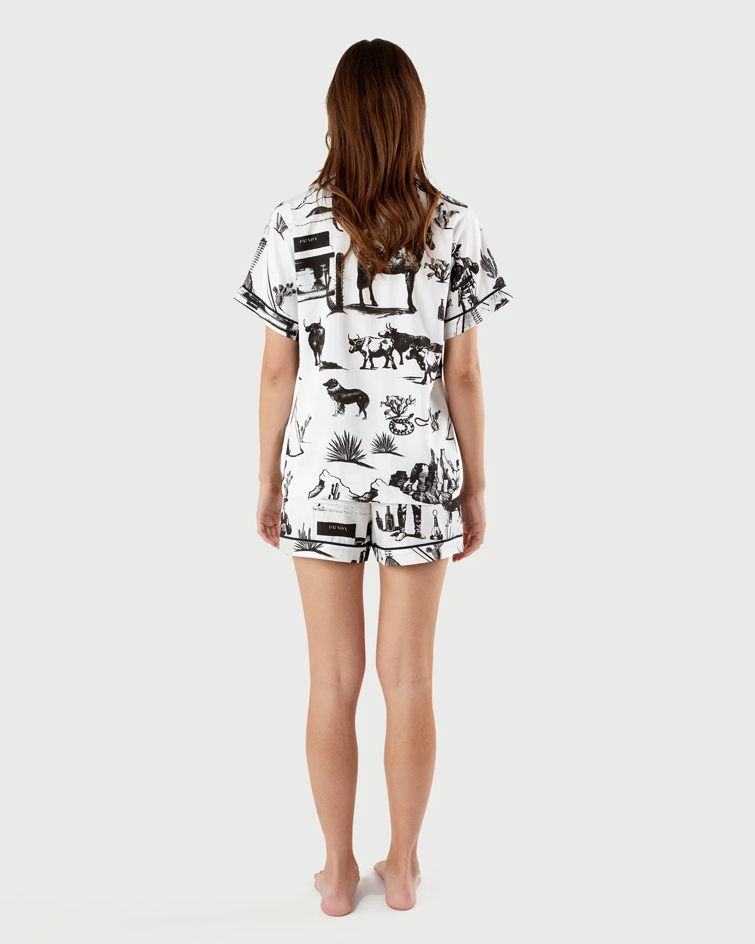 Marfa Toile Pajama Short Set - Black Pajamas Katie Kime